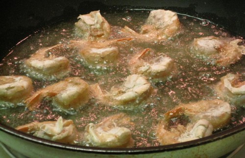 Cooking fried shrimp